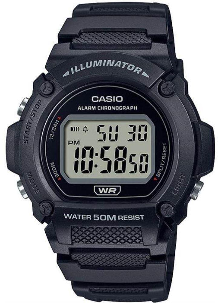 Casio W-219H-1AVDF Takvimli Siyah Silikon Kordon Dijital Erkek Kol Saati