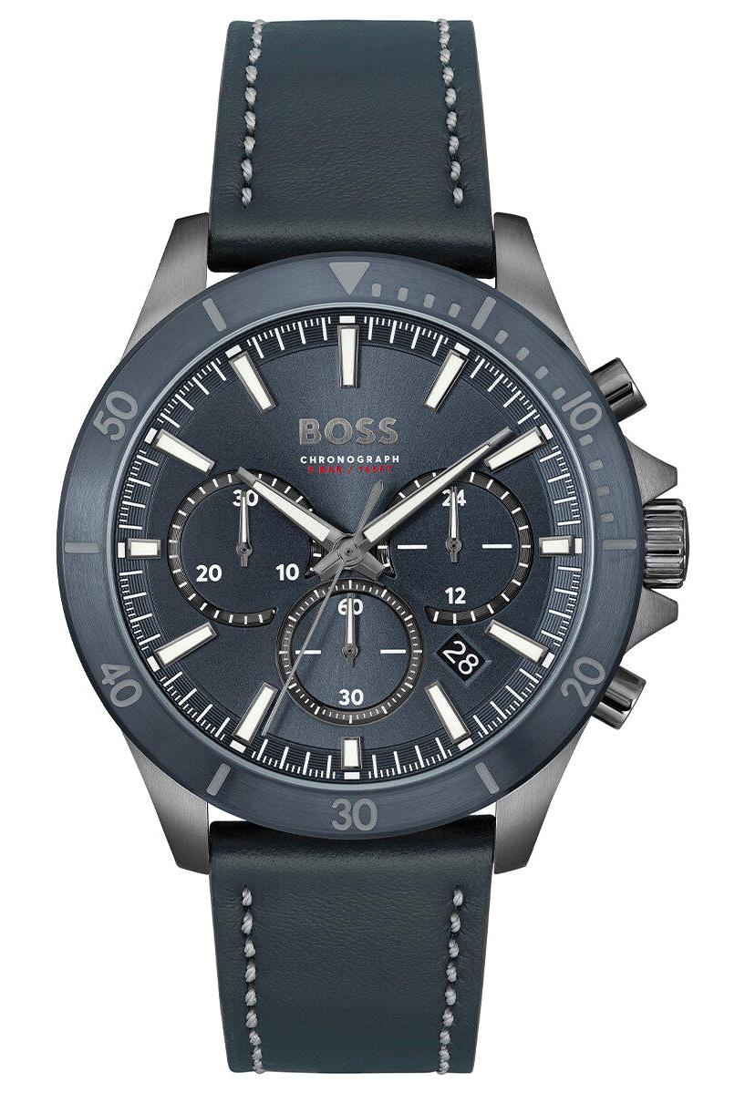 Boss Watches HB1514056 Takvimli 45 mm Lacivert Deri Kordon Analog Erkek Kol Saati