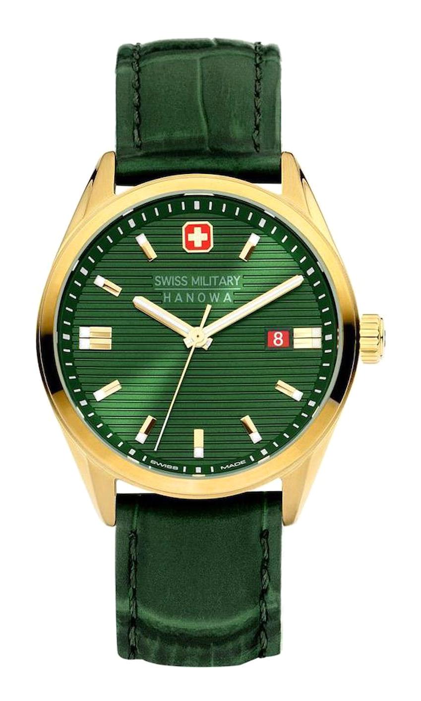 Swiss Military SMWGB2200111 Takvimli 44 mm Yeşil Deri Kordon Analog Erkek Kol Saati