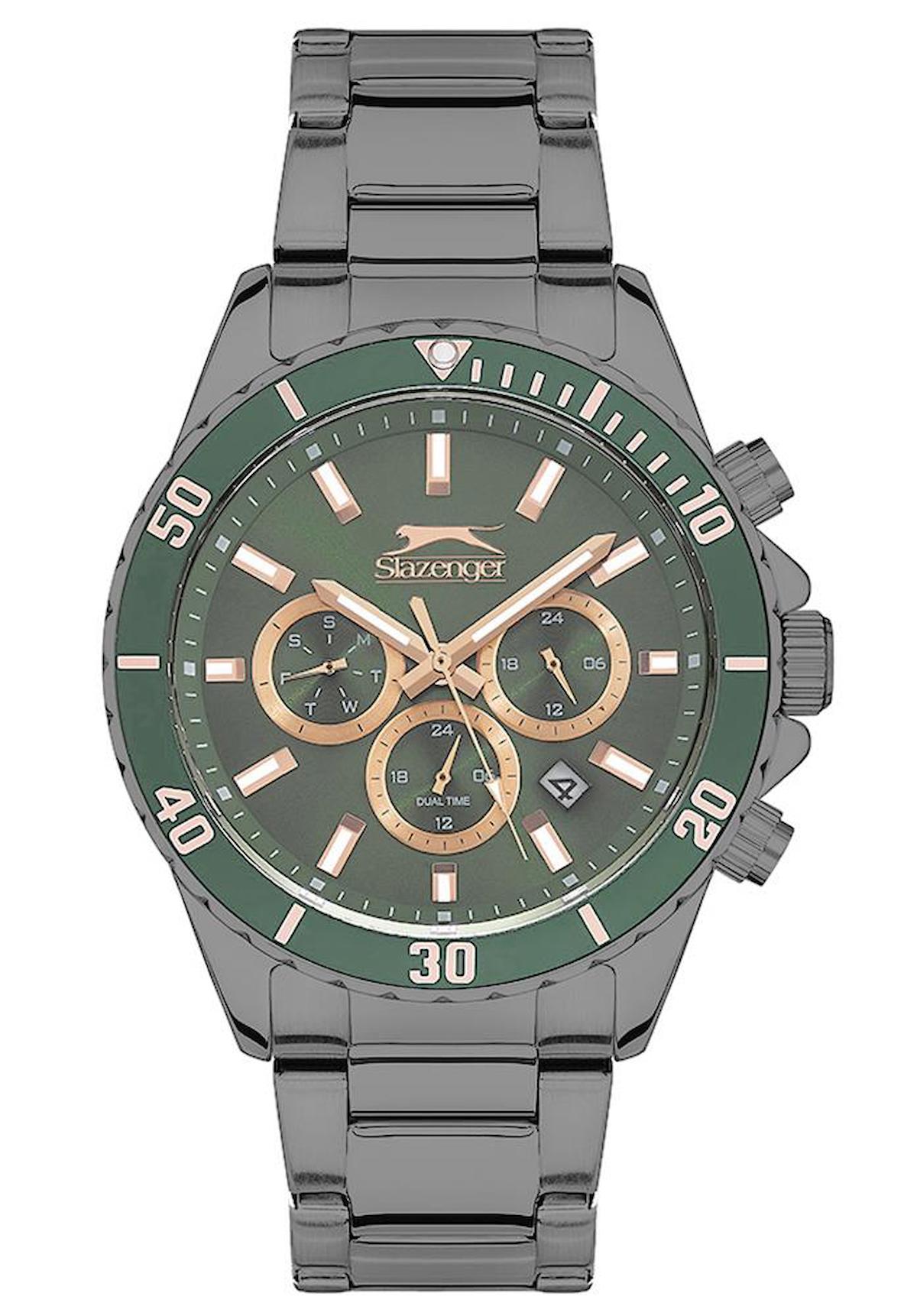 Slazenger SL.09.2091.2.03 Takvimli 44 mm Füme Çelik Kordon Analog Erkek Kol Saati