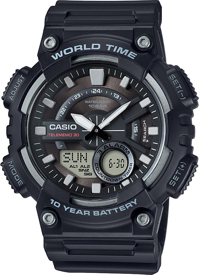 Casio AEQ-110W-1AVDF Takvimli 46.6 mm Siyah Silikon Kordon Analog Erkek Kol Saati