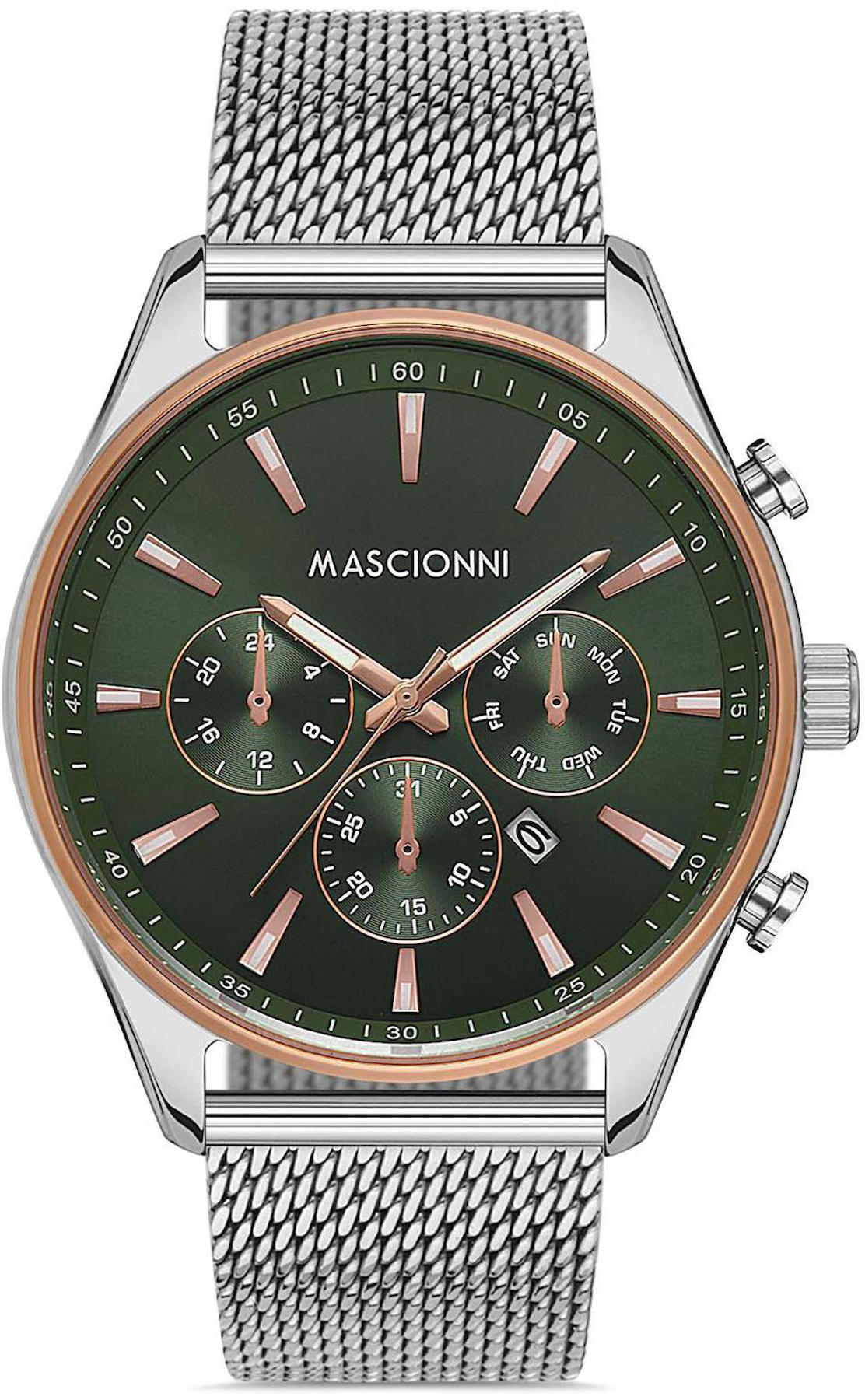 Mascionni M.1.2005M.04 Takvimli 42 mm Çelik Kordon Analog Kol Saati