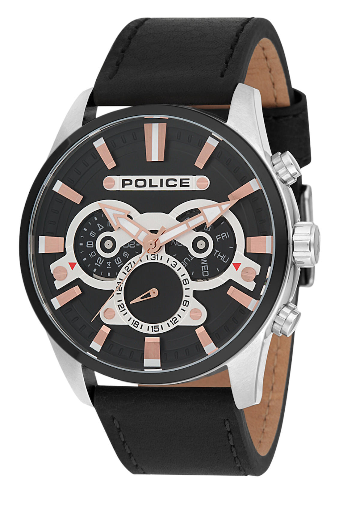 Police PL.14834JSTB-02 Takvimli 46 mm Siyah Deri Kordon Analog Erkek Kol Saati