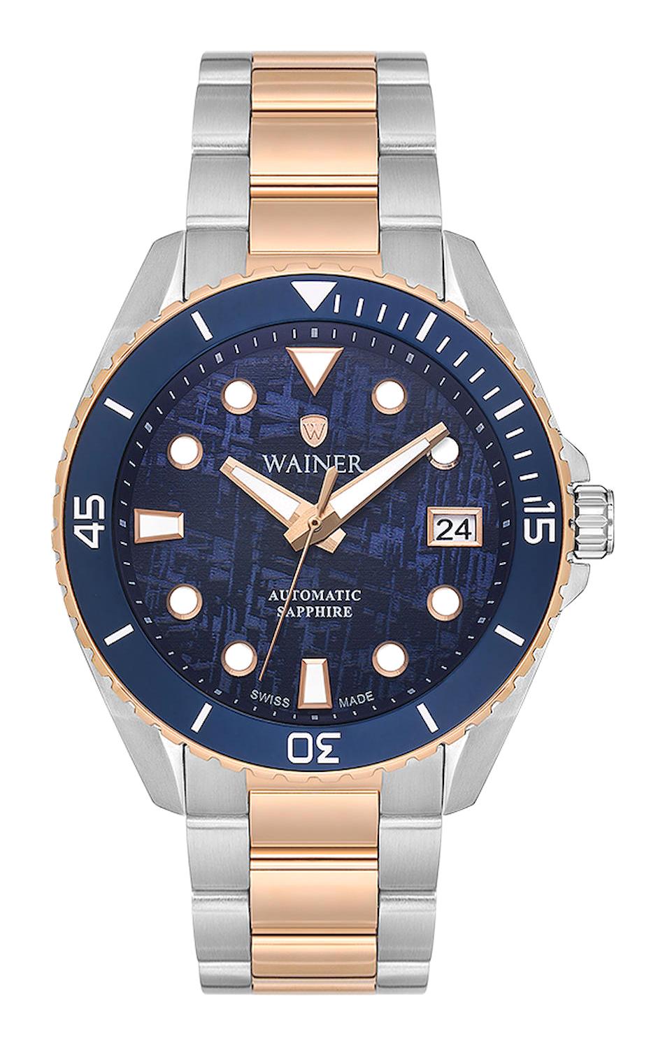 Wainer WA.25300-B Pusulalı Takvimli 44 mm Gri-Rose Gold Çelik Kordon Analog Erkek Kol Saati