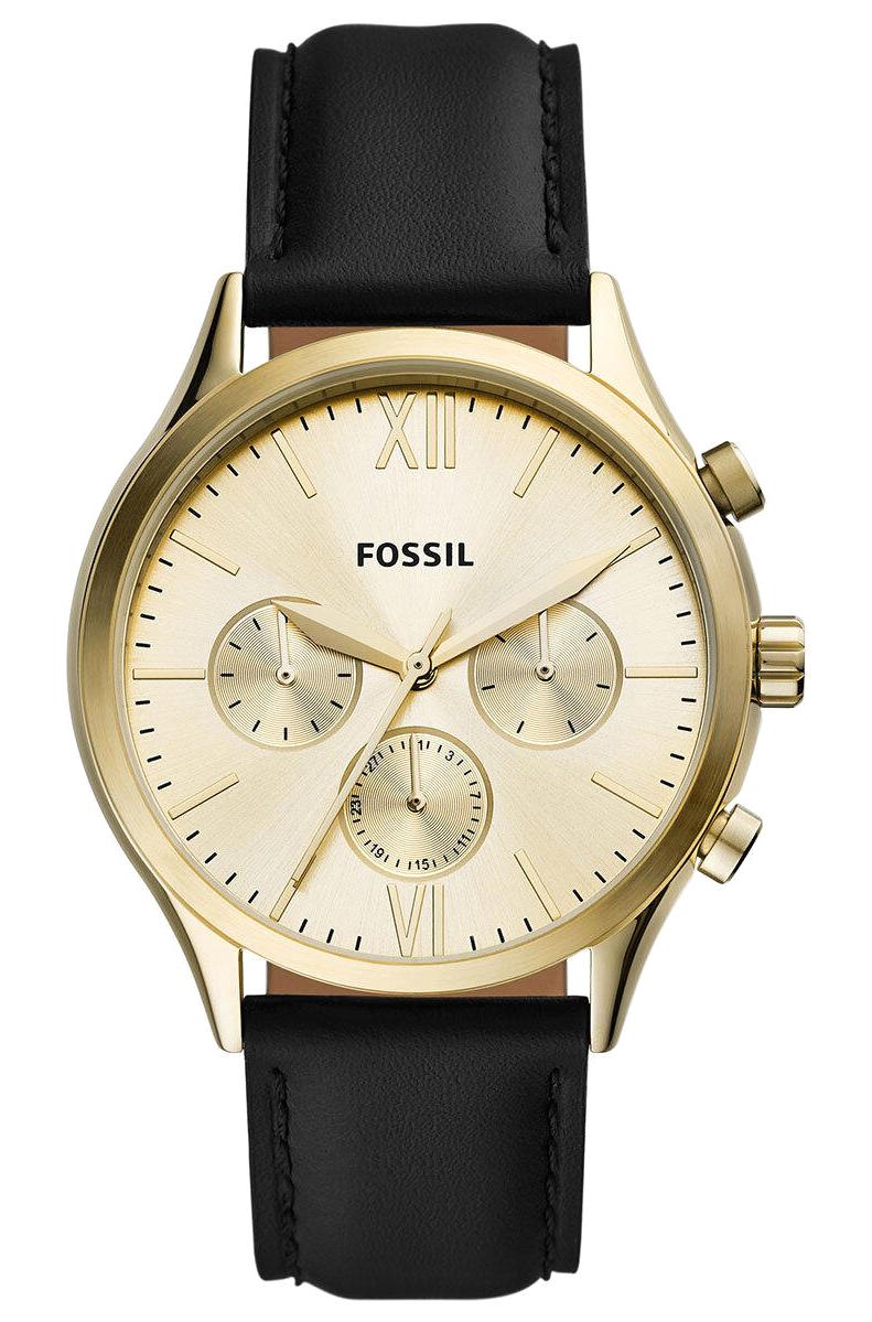 Fossil FBQ2831 Takvimli 44 mm Siyah Deri Kordon Analog Erkek Kol Saati