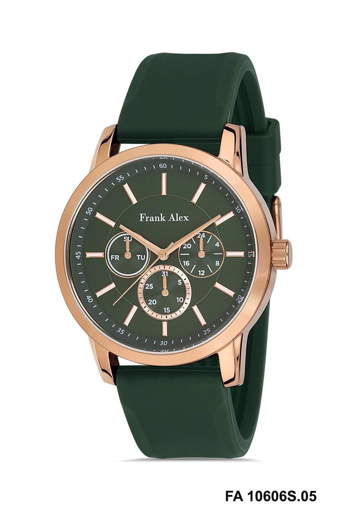 Frank Alex FA.FT.1.137 Pusulalı Takvimli 41-45 mm Yeşil Silikon Kordon Analog Erkek Kol Saati