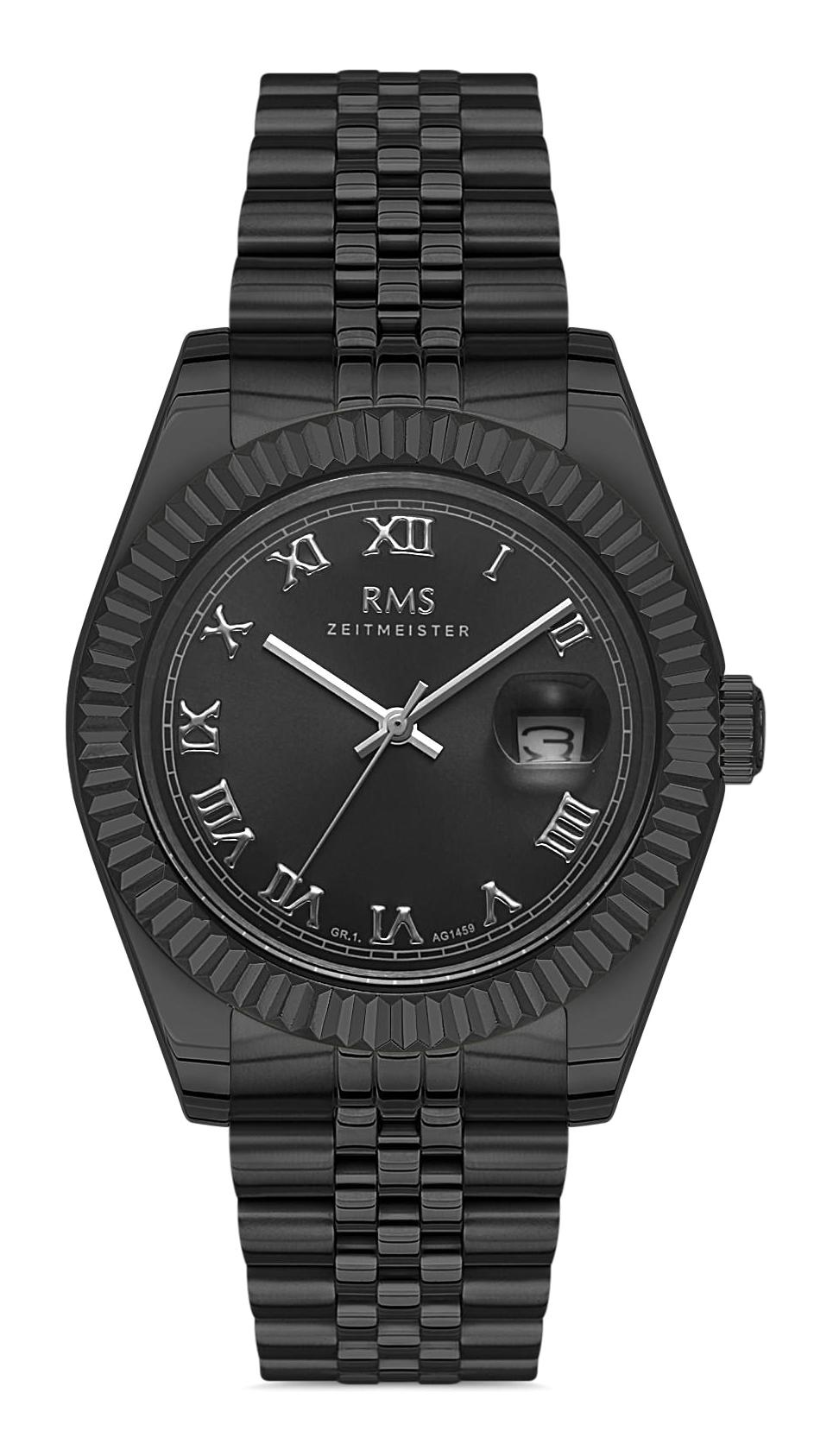 Romanson RMS.1.AG1459.08 Takvimli 42 mm Siyah Çelik Kordon Analog Erkek Kol Saati