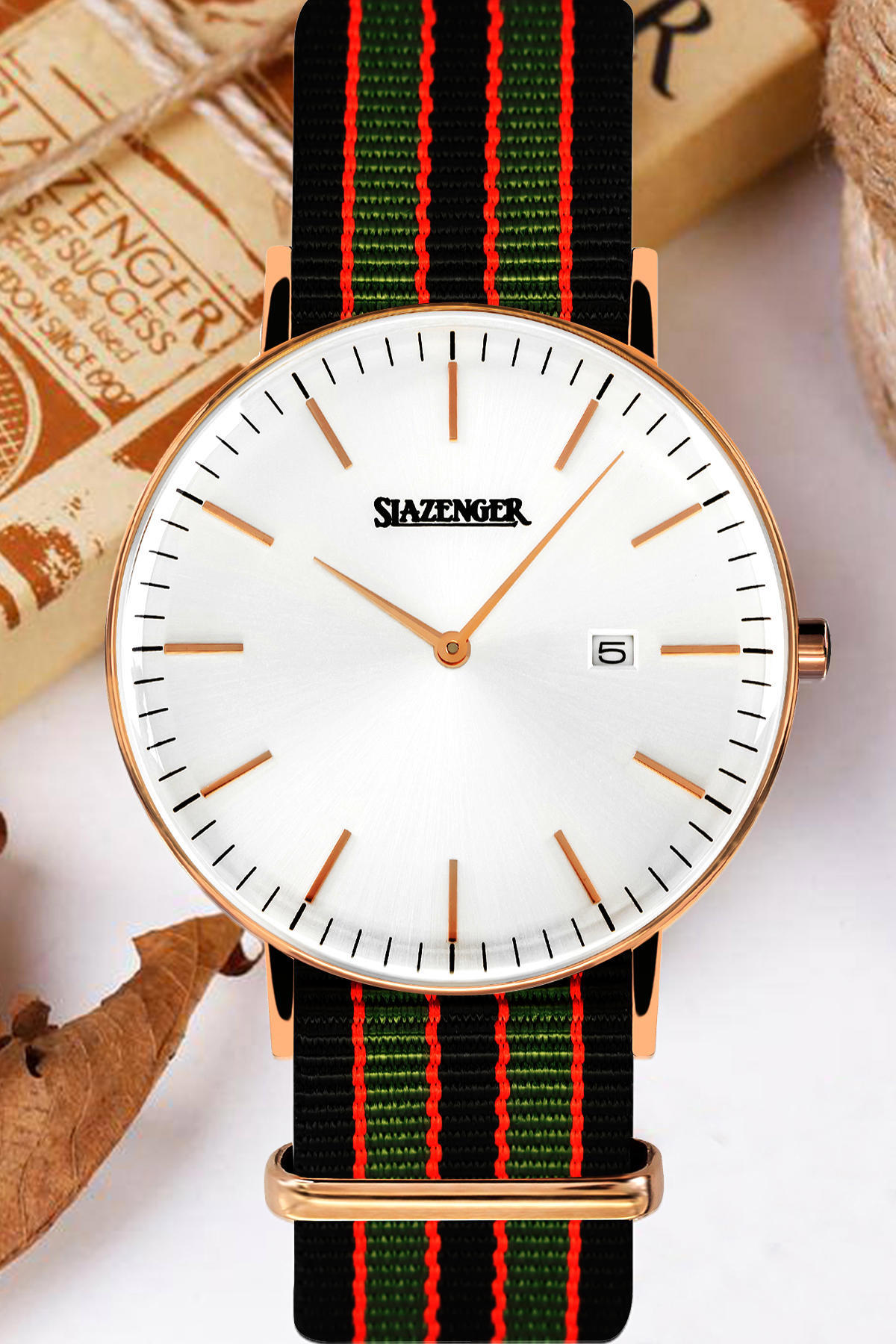 Slazenger SL.09.1980.1.14 Takvimli 40 mm Çok Renkli Kumaş Kordon Analog Erkek Kol Saati