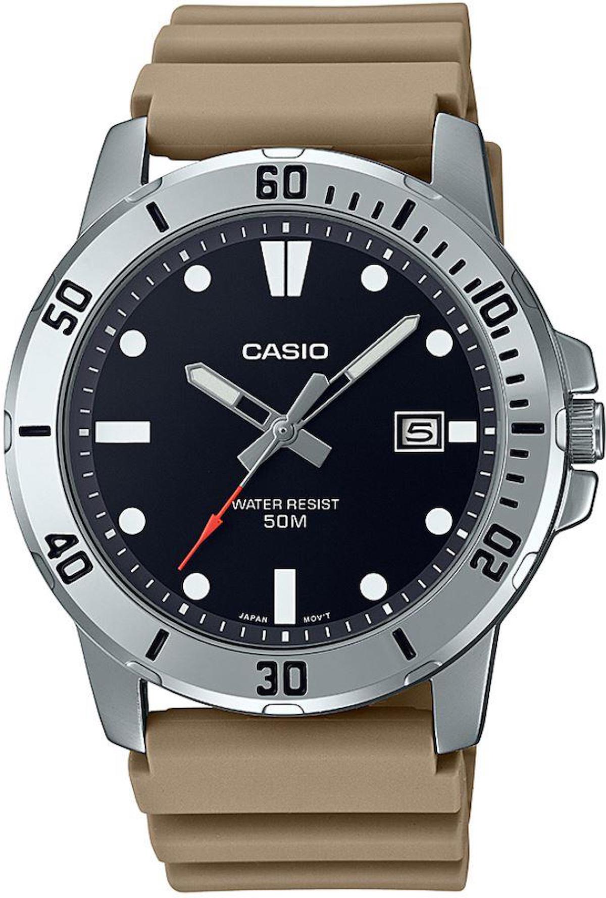 Casio MTP-VD01-5EVUDF Takvimli 45 mm Bej Çelik Kordon Analog Erkek Kol Saati