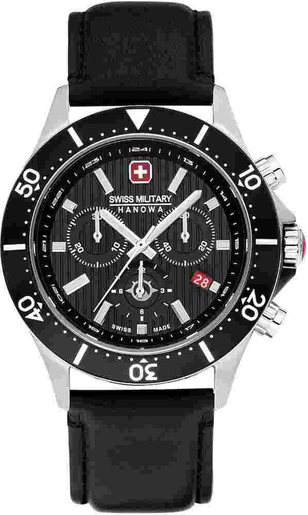 Swiss Military SMWGC2100705 Takvimli 44 mm Siyah Deri Kordon Analog Kol Saati