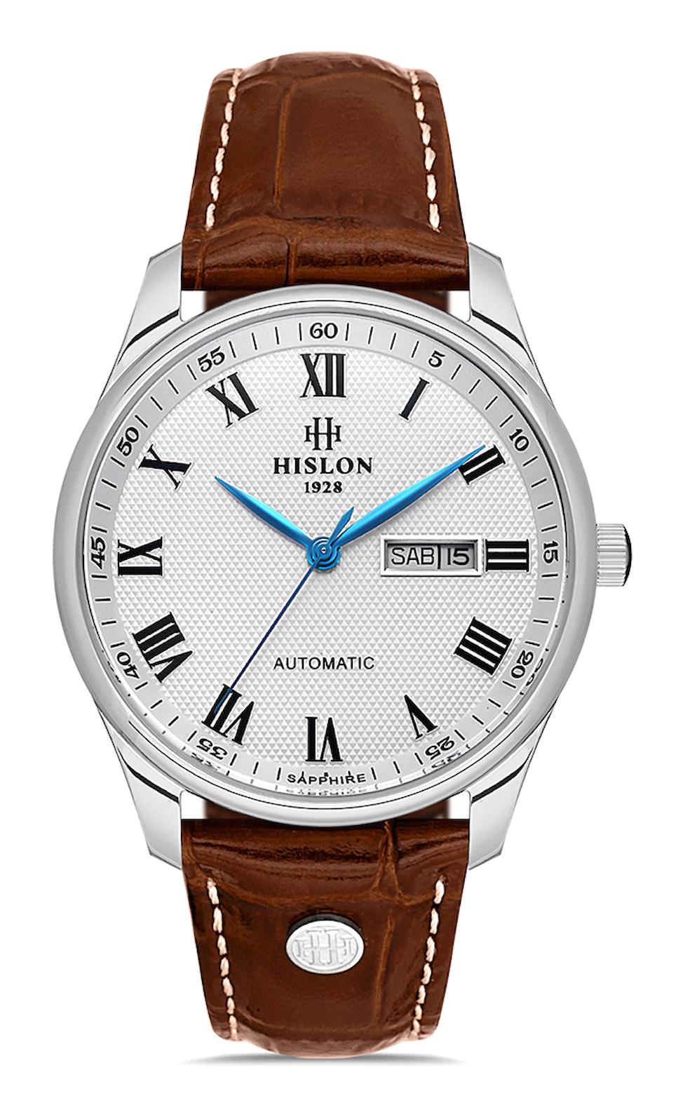 Hislon SD113S-02KS Takvimli 43 mm Kahverengi Deri Kordon Analog Erkek Kol Saati