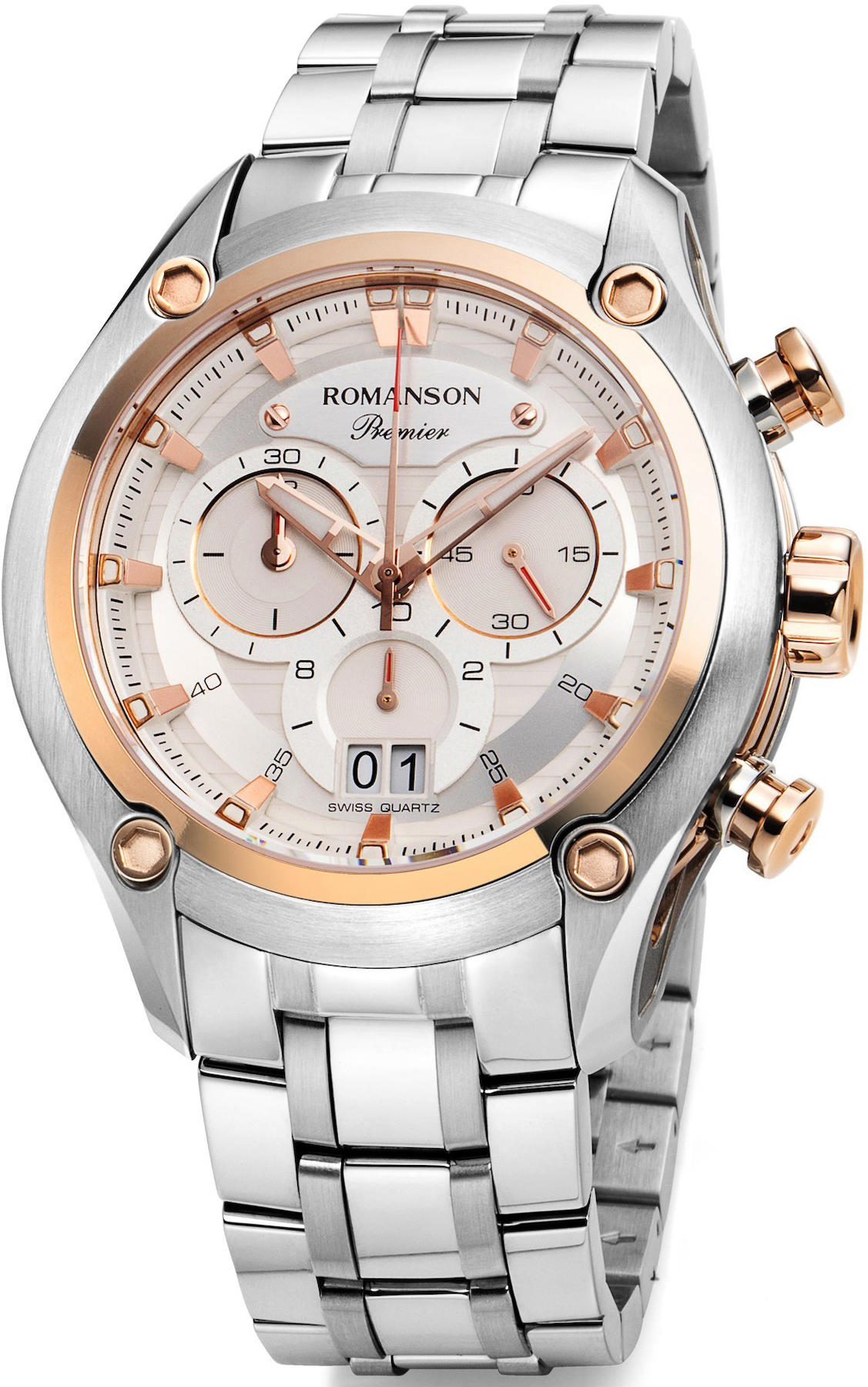 Romanson PA4258HM1JAS6R Takvimli 44 mm Çelik Kordon Analog Kol Saati