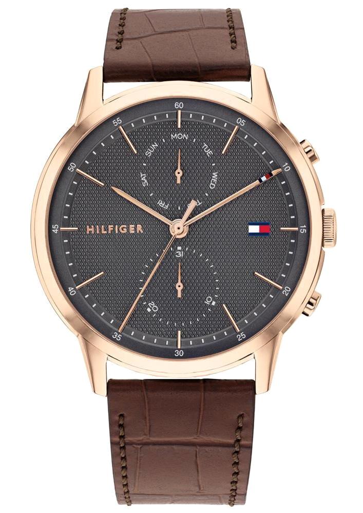 Tommy Hilfiger TH1710435 Takvimli 44 mm Kahverengi Deri Kordon Analog Erkek Kol Saati