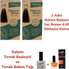 Natura Balance 4.45 Etkileyici Kahve Organik Amonyaksız Vegan Krem Saç Boyası 2x60 ml + Kalyon Tırnak Bakım Seti Hediyeli