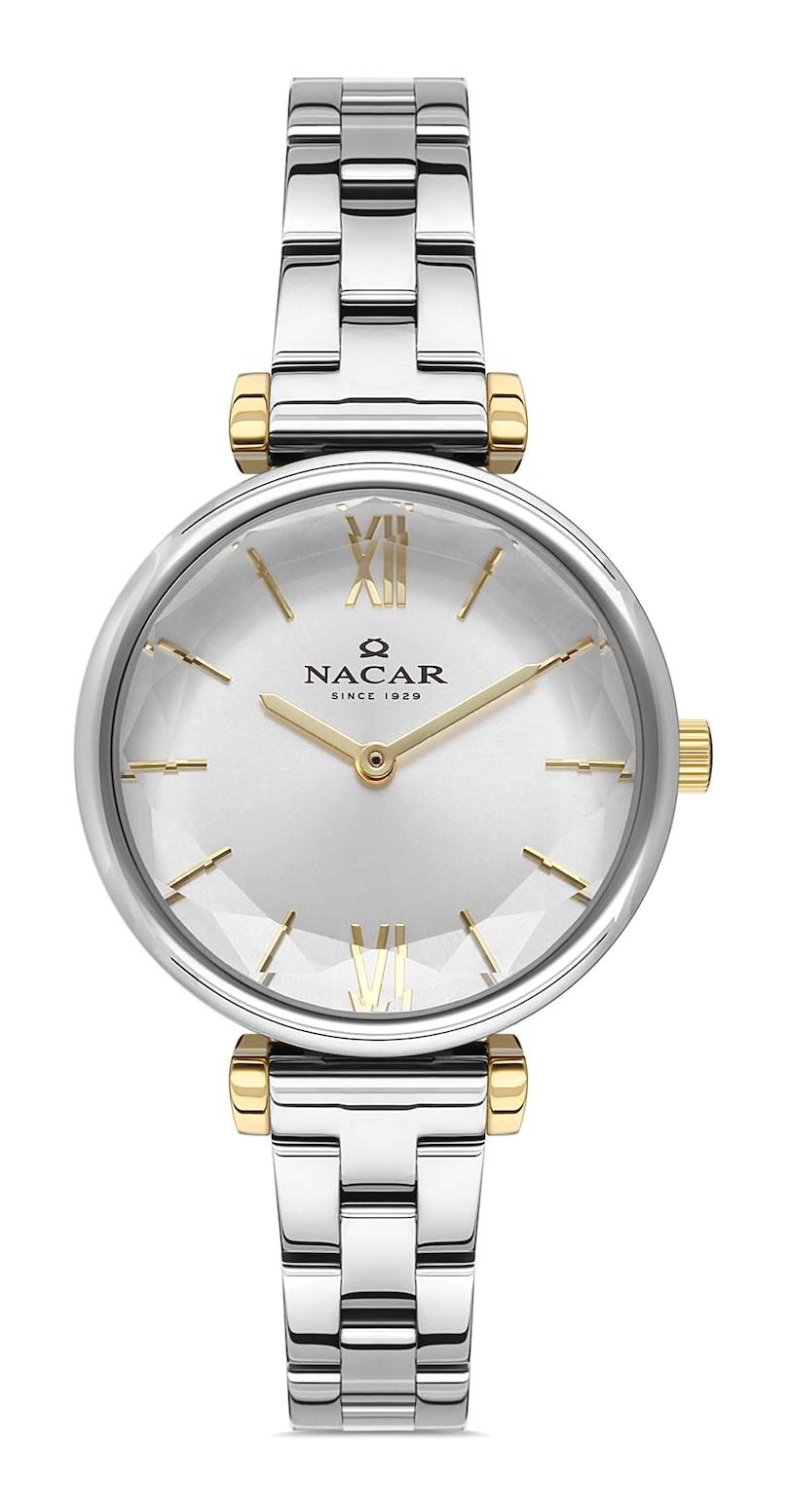 Nacar NC34-3921125-CSM 32 mm Altın-Gri Çelik Kordon Analog Kadın Kol Saati