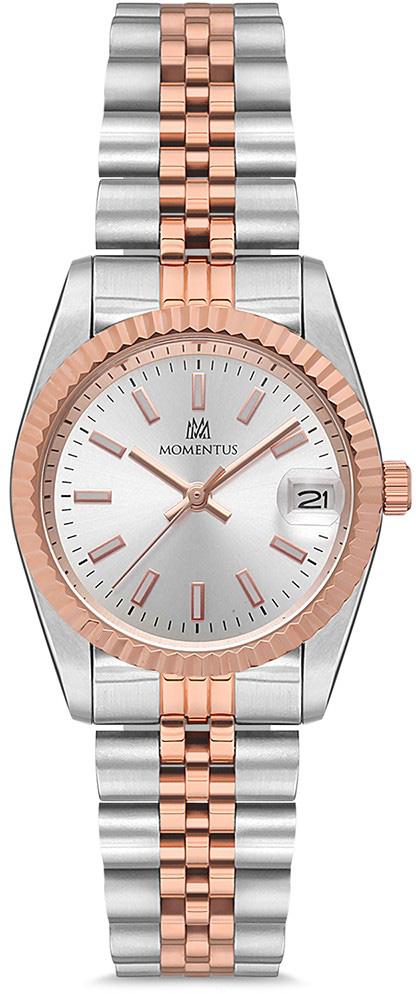 Momentus CW132T-02SR Takvimli 31 mm Gri-Rose Gold Çelik Kordon Analog Kadın Kol Saati