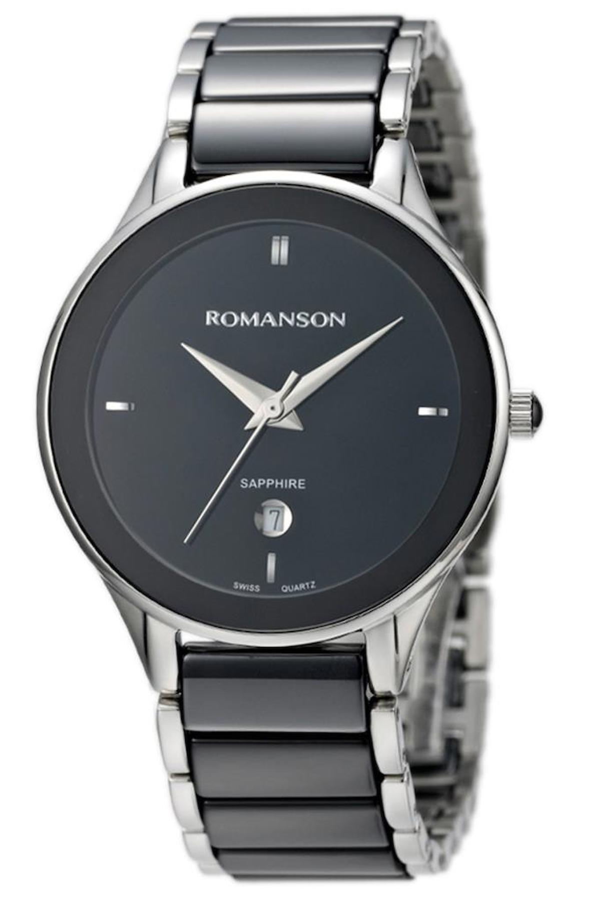 Romanson TM4236LL1WA32W Takvimli 34 mm Gri-Siyah Çelik Kordon Analog Kadın Kol Saati