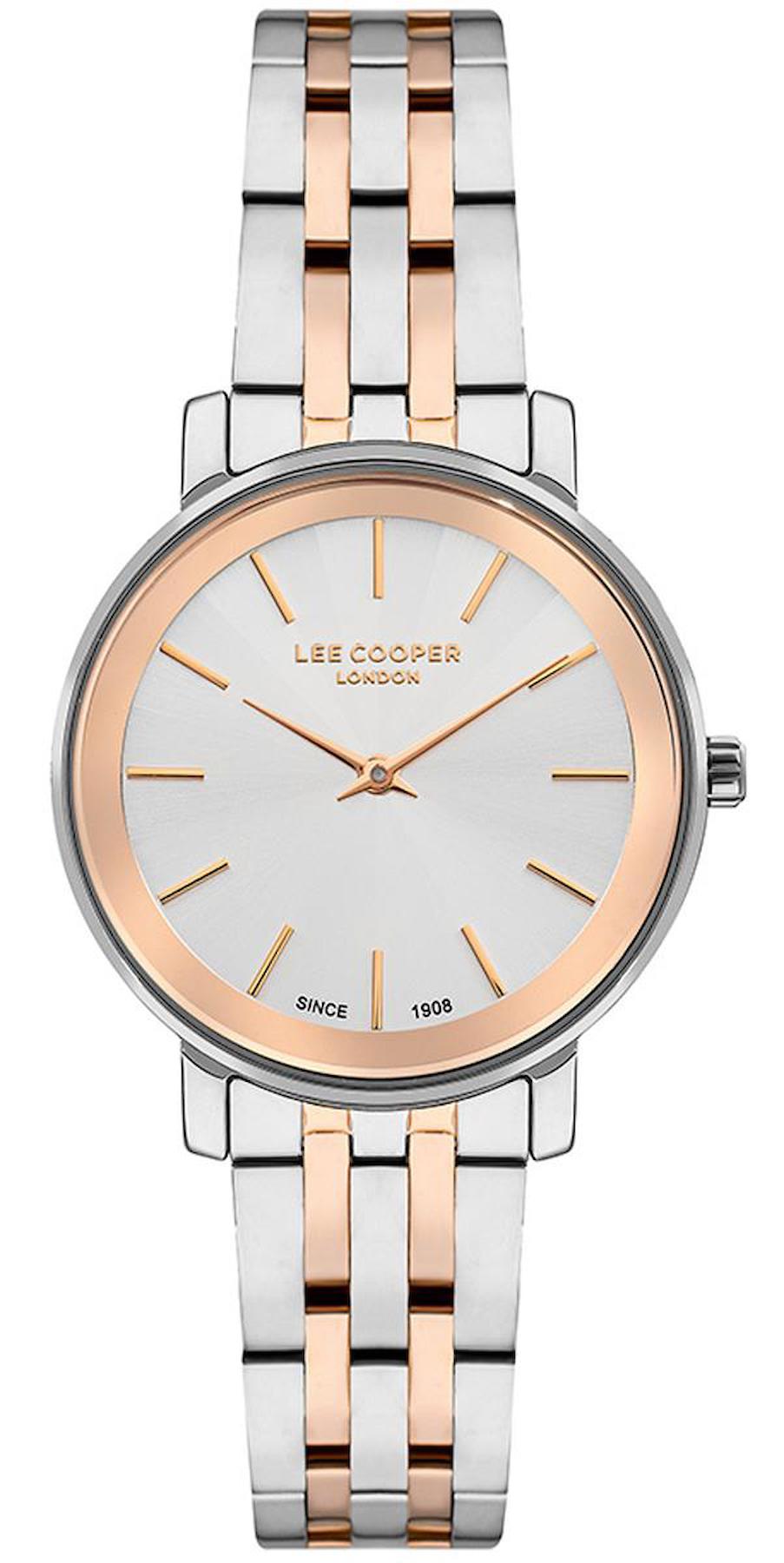 Lee Cooper LC07684.530 40 mm Gri-Rose Gold Metal Kordon Analog Kadın Kol Saati