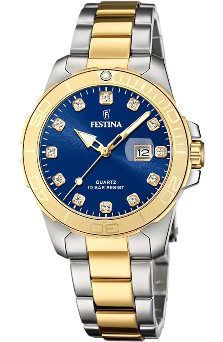 Festina F20504/3 31-35 mm Altın-Gri Çelik Kordon Analog Kadın Kol Saati