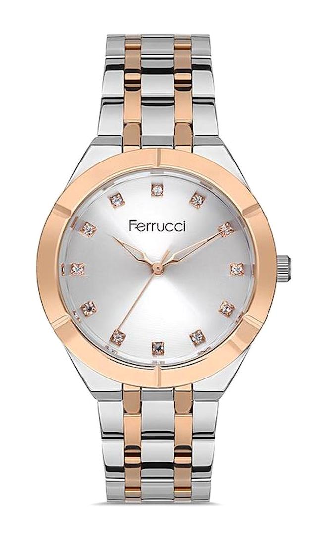 Ferrucci FFQ111614.A38 35 mm Gri-Rose Gold Metal Kordon Analog Kadın Kol Saati