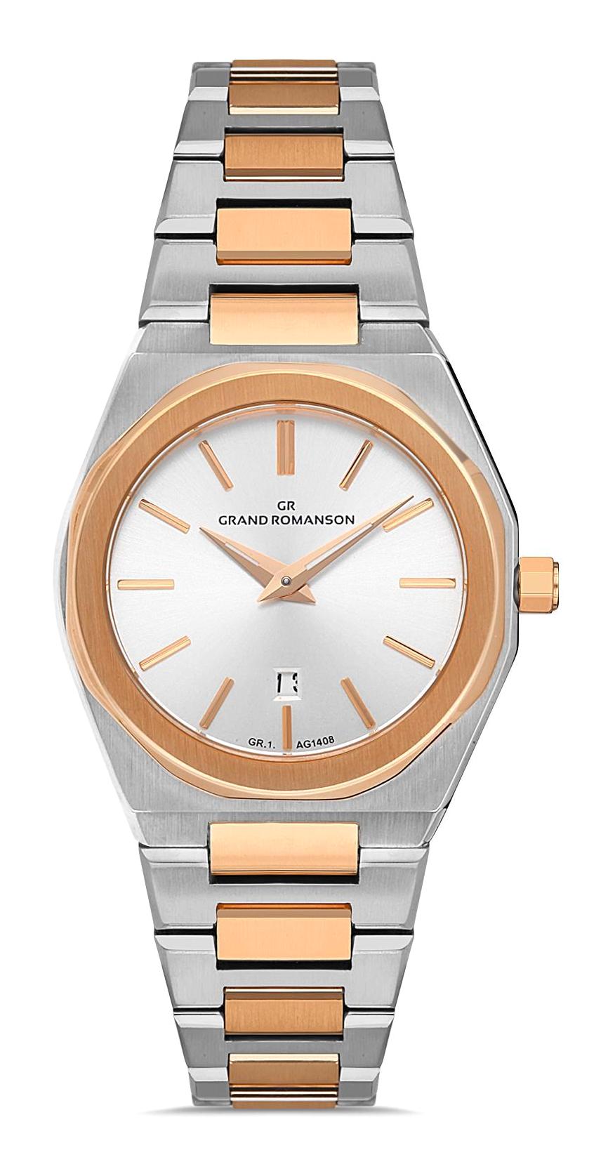 Grand Romanson GR.1.AG1408.08 Takvimli 36 mm Gri-Rose Gold Çelik Kordon Analog Kadın Kol Saati