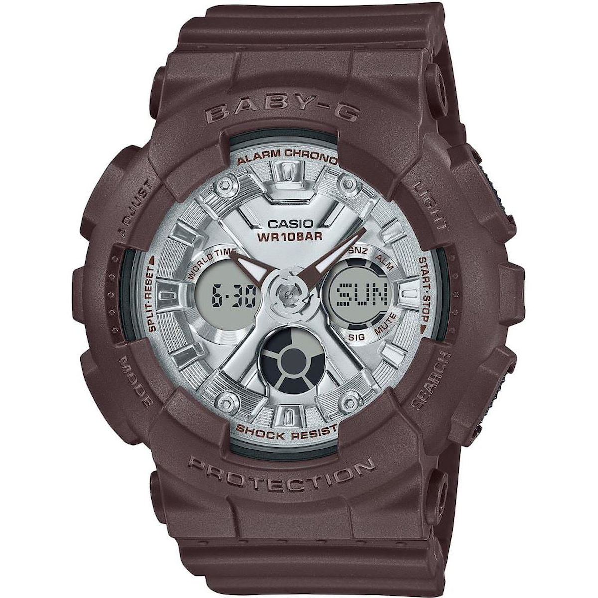 Casio BABY-G BA-130SW-5ADR Takvimli 43.4 mm Kahverengi Silikon Kordon Analog Kadın Kol Saati