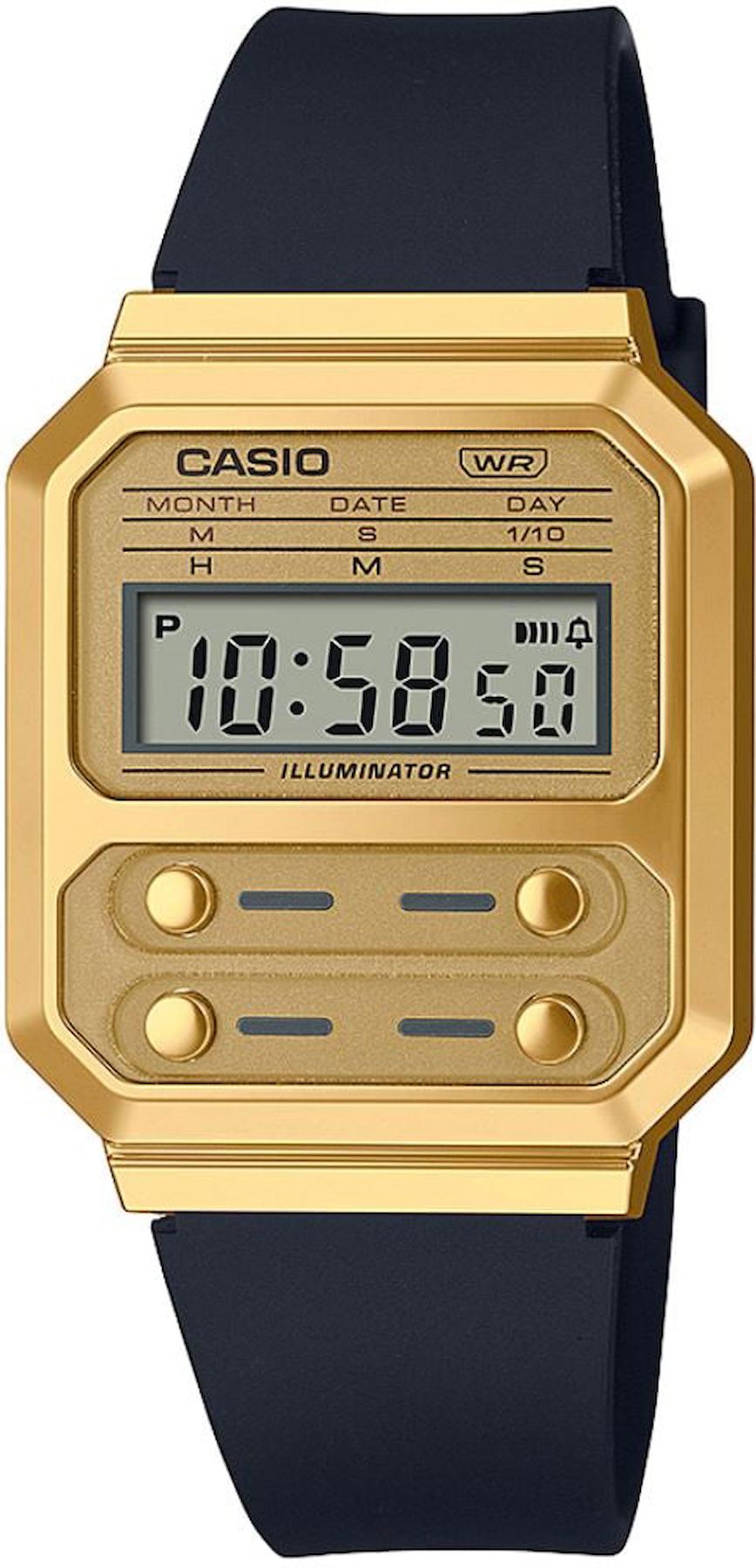 Casio A100WEFG-9ADF Takvimli 32.7 mm Altın Çelik Kordon Dijital Kadın Kol Saati