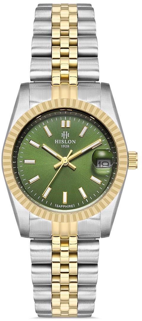 Hislon QL124T-15SG Takvimli 31 mm Altın-Gri Çelik Kordon Analog Kadın Kol Saati