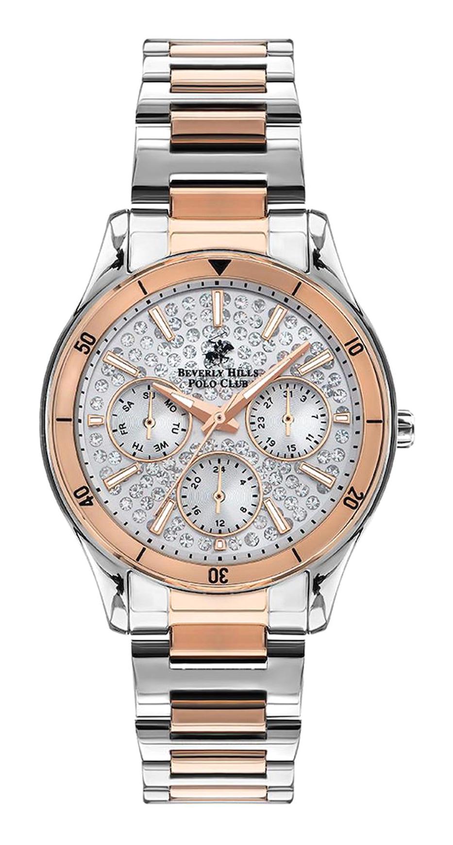 Beverly Hills Polo Club BP3350X.530 35 mm Gri-Rose Gold Metal Kordon Analog Kadın Kol Saati