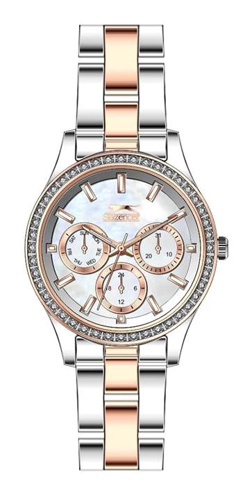 Slazenger SL.09.2069.4.02 Takvimli 34 mm Gri-Rose Gold Çelik Kordon Analog Kadın Kol Saati