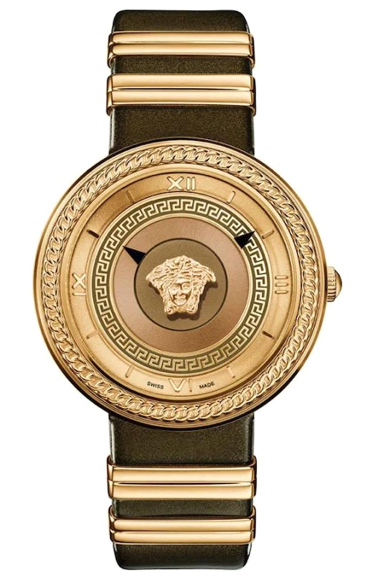 Versace VRSCVLC130016 40 mm Kahverengi Deri Kordon Analog Kadın Kol Saati