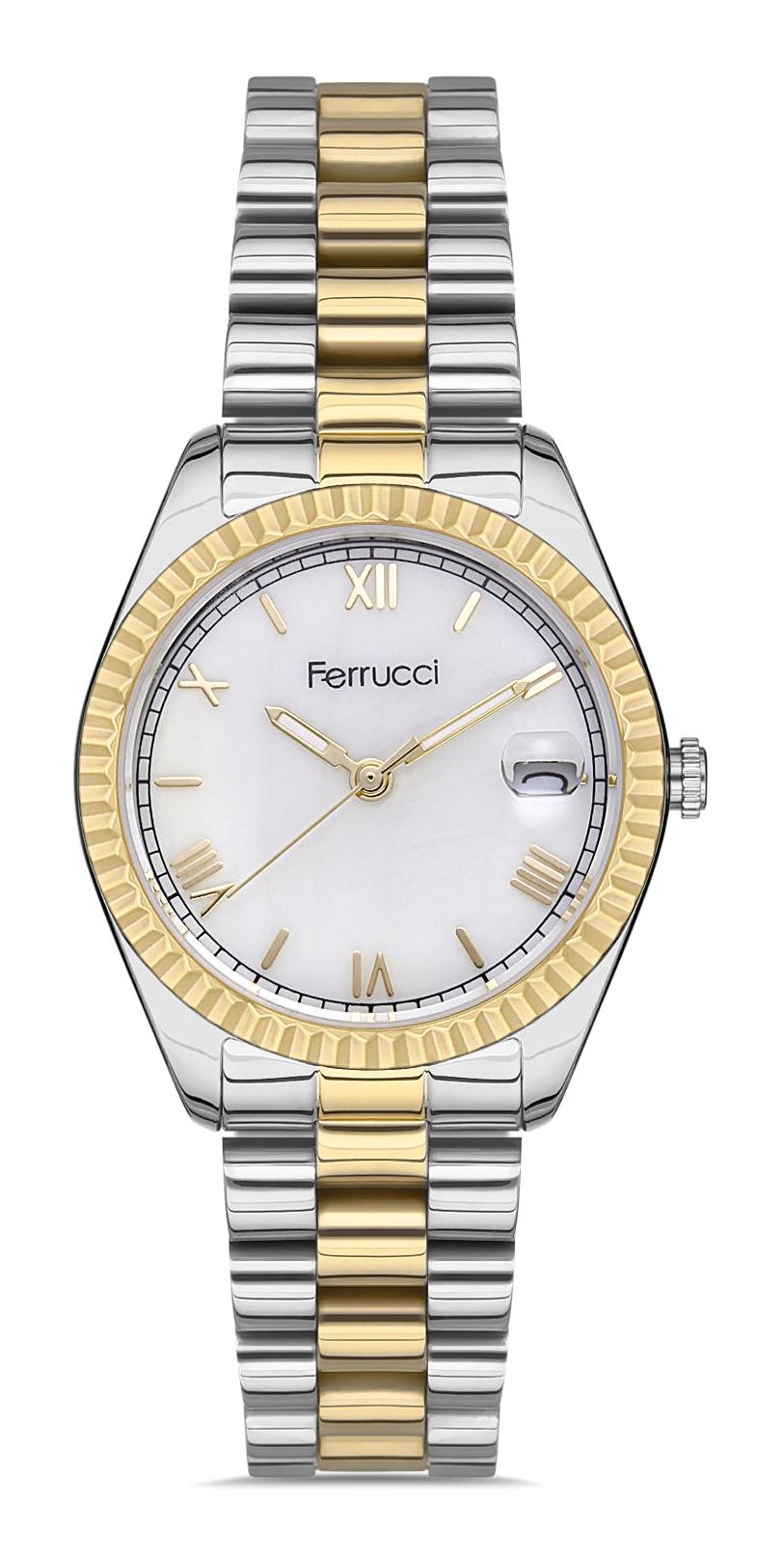 Ferrucci FRC.FT.1.309 36 mm Altın-Gri Çelik Kordon Analog Kadın Kol Saati