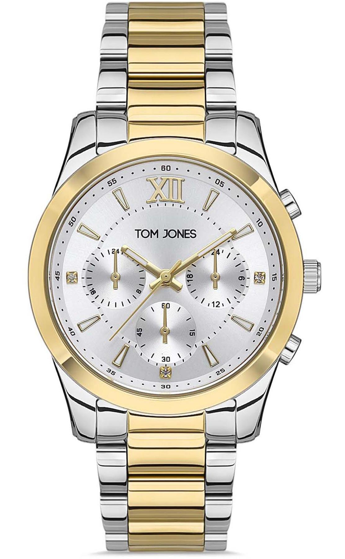 Tom Jones TJ.1.1210.02 Takvimli 34 mm Altın-Gri Metal Kordon Analog Kadın Kol Saati