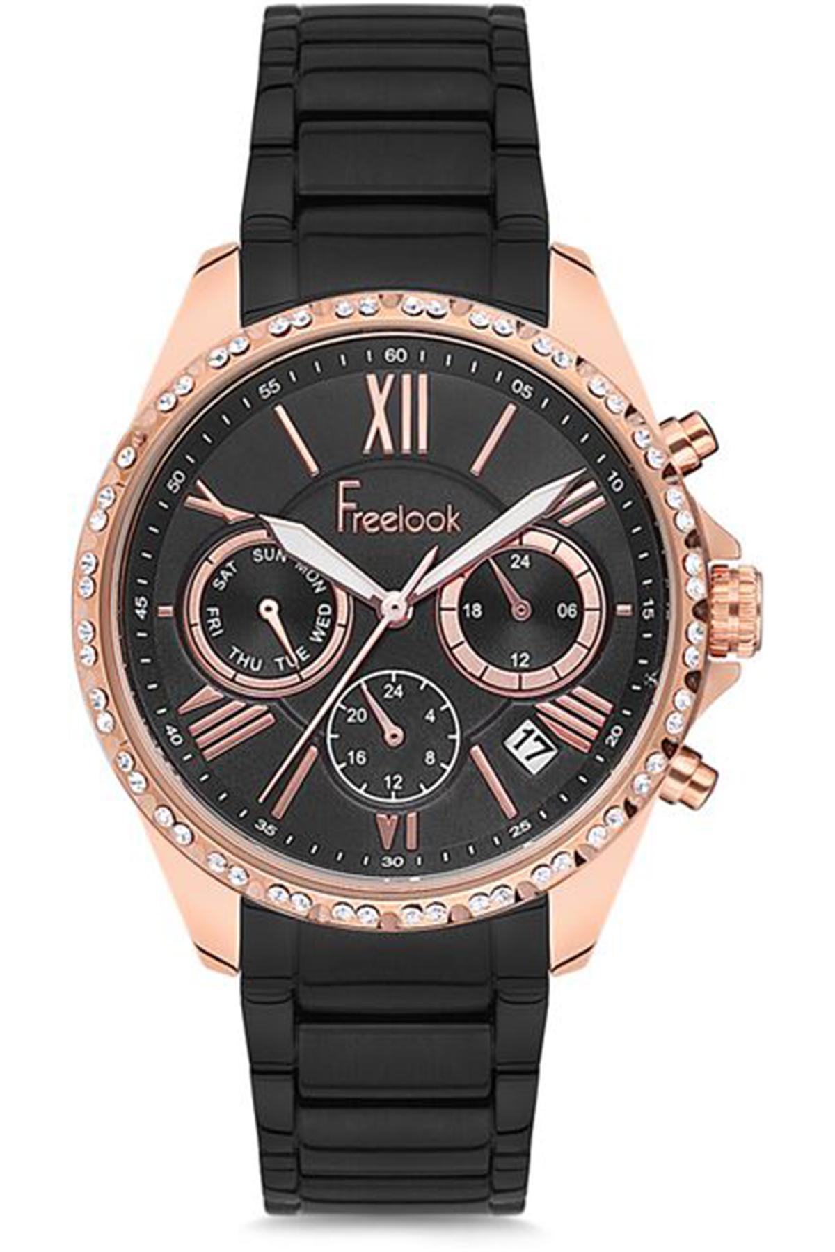 Freelook F.8.1087.07 37 mm Siyah Çelik Kordon Analog Kadın Kol Saati