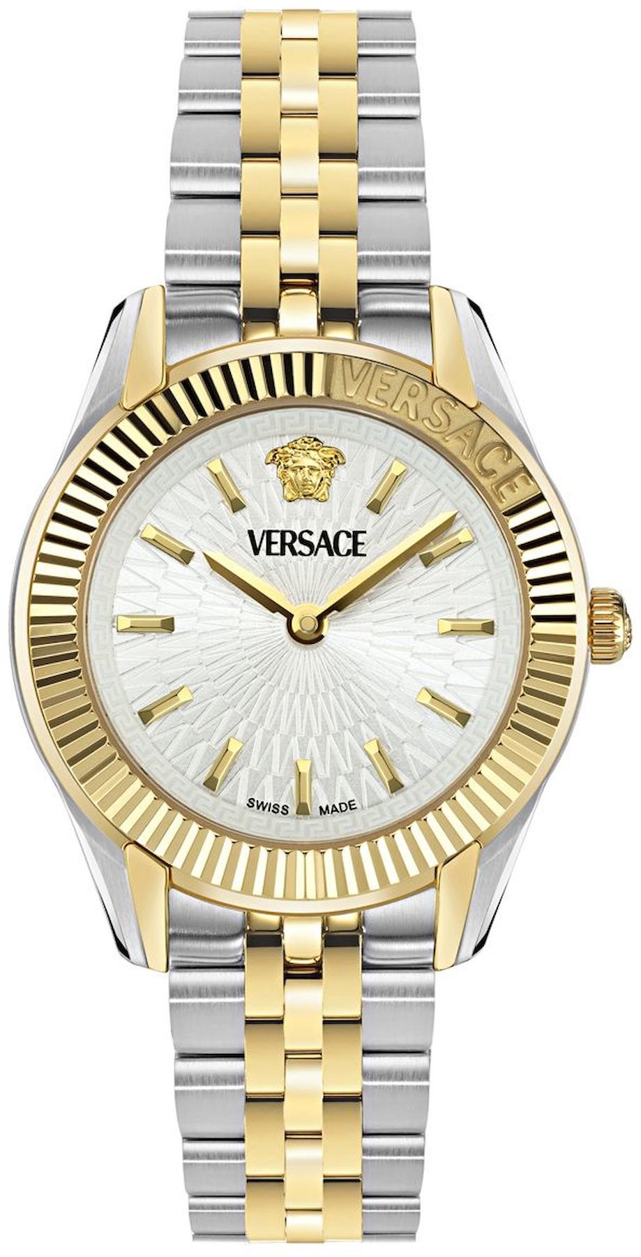 Versace VRSCVE9CA0224 34 mm Altın-Gri Çelik Kordon Analog Kadın Kol Saati