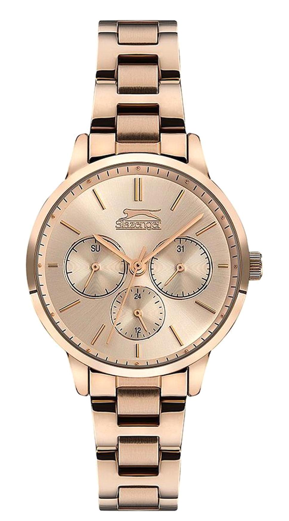 Slazenger SL.09.1869.4.02 Takvimli 36 mm Rose Gold Metal Kordon Analog Kadın Kol Saati