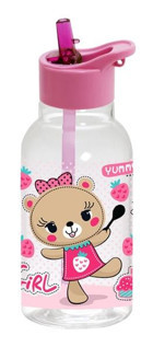 Herevin Yummy Pipetli Pembe Plastik Okul Çocuk Suluk 460 ml