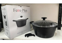 Ferro Plus Cam Kapaklı Döküm-Granit 28 cm Derin Tencere