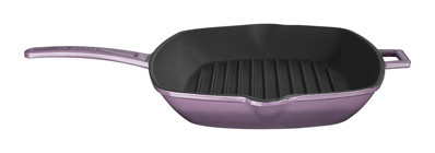 Lava Kare Metal Saplı Döküm 26x32 cm Grill Tava Mor