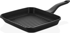 Cem Kare Plastik Saplı Döküm 26 cm Grill Tava Siyah