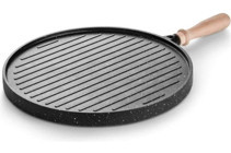 Bondy Çift Taraflı Ahşap Saplı Döküm 34 cm Grill Tava Gri