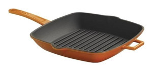 Lava Kare Metal Saplı Döküm 26x26 cm Grill Tava Turuncu