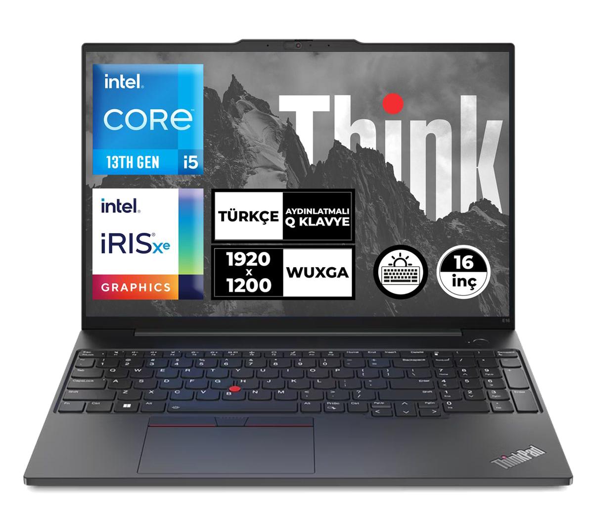 Lenovo ThinkPad E16 Gen1 21JN0005TX 002 Dahili Iris Xe Graphics Eligible Intel Core i5 1335U 24 GB Ram 512 GB SSD 16 inç WUXGA Freedos Laptop