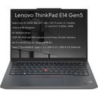 Lenovo ThinkPad E14 Gen5 21JL0020TX W11 Dahili Iris Xe Graphics Eligible Intel Core i5 1335U 24 GB Ram 1 TB SSD 14 inç WUXGA Windows 11 Pro Laptop