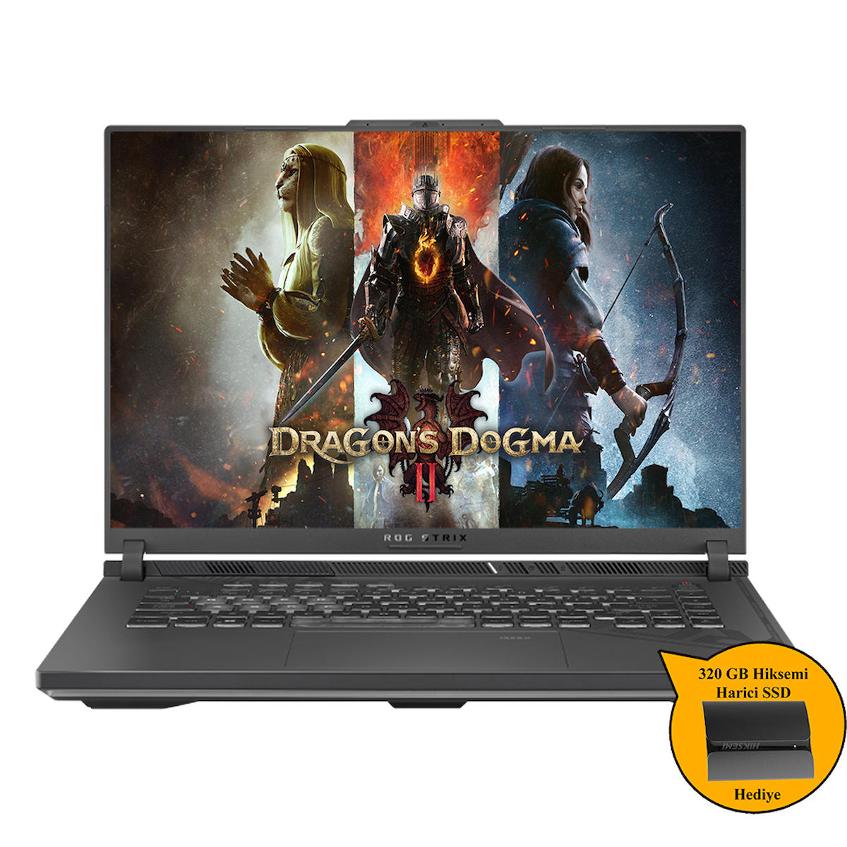 Asus ROG Strix G16 N3158 Zi744 Harici GeForce RTX 4060 Intel Core i7 13650HX 32 GB Ram 512 GB SSD 16 inç Full HD Windows 11 Pro Gaming Laptop + 320GB Hiksemi SSD