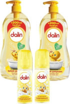 Dalin Göz Yakmayan Hipoalerjenik Yenidoğan Bebek Şampuanı 2x900 ml + Bıcı Bıcı Kolonya 2 Adet