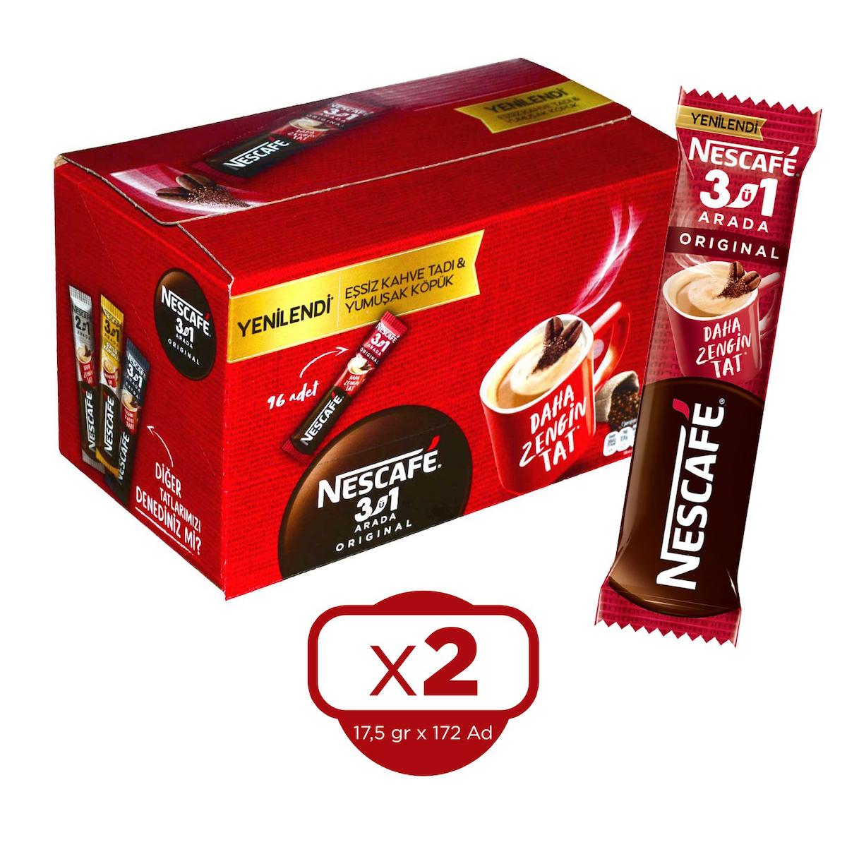 Nescafe 3'ü 1 Arada Sade 17.5 gr 192 Adet Hazır Kahve