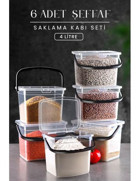 Kitchen Life 6'lı Kare Plastik Saklama Kabı 4 lt