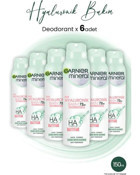 Garnier Mineral Hyaluronik Bakım Pudralı Ter Önleyici Antiperspirant Sprey Kadın Deodorant 6x150 ml