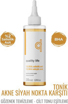 Quality Life Tüm Ciltler İçin AHA/BHA Salisilik Asit Yeşil Çay Gözenek Sıkılaştırıcı Yüz Temizleyici Tonik 200 ml